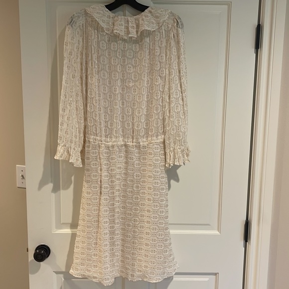 Tory Burch silk ivory dress with gold metallic - Picture 4 of 5
